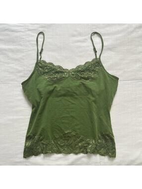 Lord & Taylor green lace beaded cami top Size XS